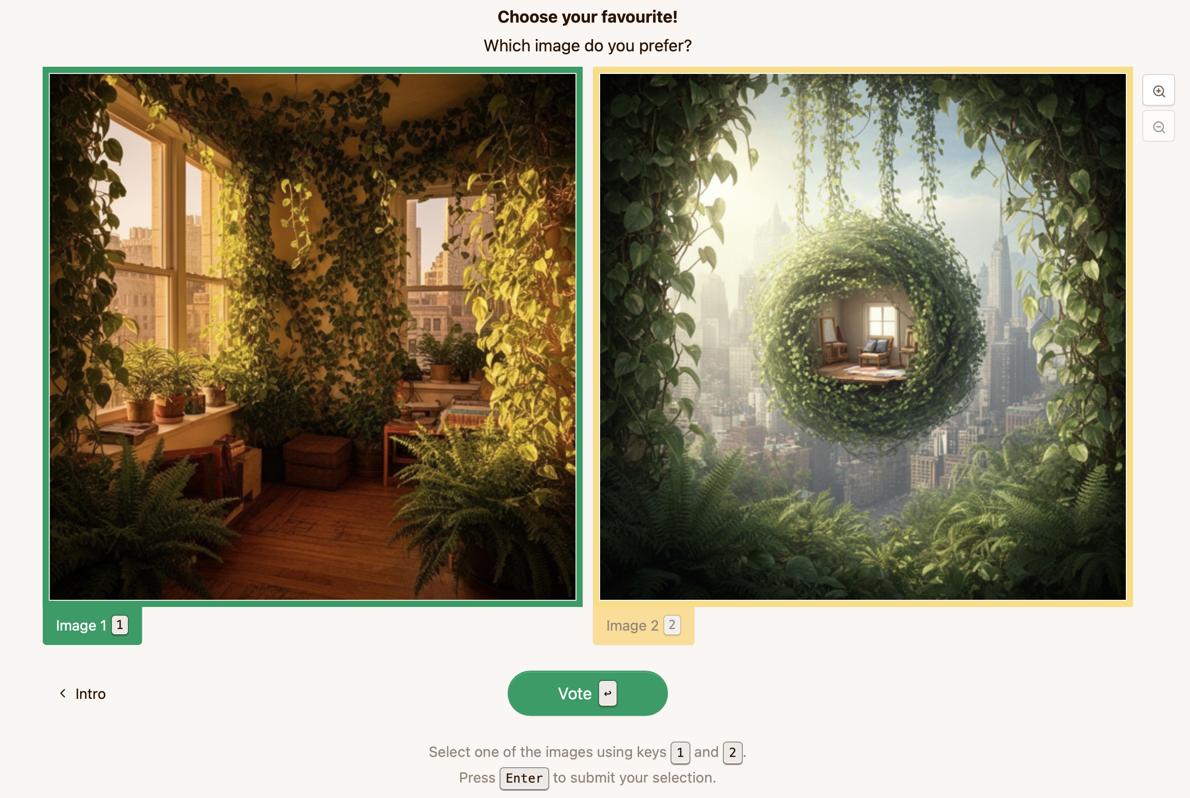 User study interface